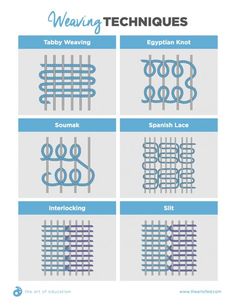 four different types of weaving techniques for the same type of weaving technique, with instructions and examples