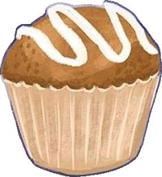 a cupcake with white frosting on top is shown in this drawing, it appears to be made from scratchsticks