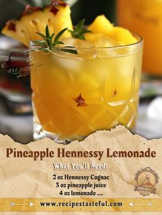 Hennessy Pineapple Lemonade, Thanksgiving Liquor Drinks, Graduation Drinks Alcohol, Pineapple Hennessy Lemonade, American Honey Drinks, Punch Alcohol Recipes Party, Henny Drinks Recipes, Hennessy Drinks Recipes