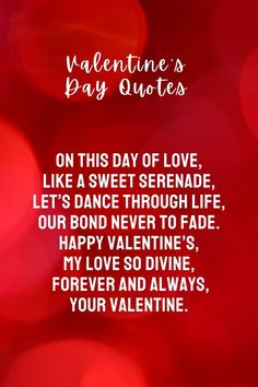 valentine's day quotes on red background with blurry lights