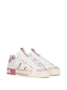 Shop Dolce & Gabbana logo-stripe low-top sneakers with Express Delivery - FARFETCH Dolce Gabbana Sneakers, Sneakers Multicolor, Dolce E Gabbana, Custom Sneakers, Adidas Superstar Sneaker, Dolce & Gabbana, Marie Claire, Pink Leather, Vanity Fair