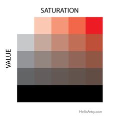 an orange and grey color scheme with the words saturation in black on it