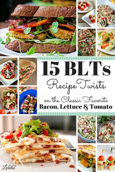 a collage of photos with different types of food and the words, 15 bits recipe twists