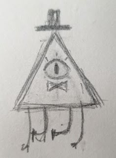 a drawing of a triangle with an eye on top