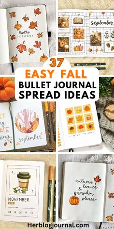 Easy fall bullet journal spread ideas October Doodles Bullet Journal, Bullet Journal October Spread, Bullet Journal First Page, Journal Spread Ideas