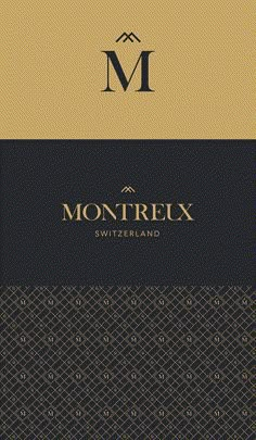 the logo for montreux switzerland is shown in gold and black, with an intricate pattern