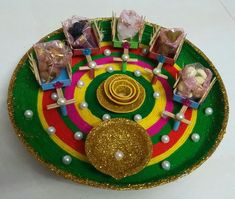 a colorful plate with candy and candies on it