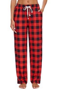 PRICES MAY VARY. Material: Women pajama pants made from a soft fabric that is both comfortable and stylish, great for all year use and easy to care for Fit: The elastic waistband provides a snug fit without being too tight, and the drawstring allows for a comfortable and customizable fit Pockets: Long women's pajama bottoms suitable for wearing all year round, two pockets are roomy enough to hold your phones and keys Versatile: These soft pajamas pants are lightweight and stretchy for sleepwear Cute Christmas Pajamas Shorts, Red Plaid Pajama Pants, Pajama Pants Plaid, Kylie Fashion, Womens Pajama Pants, Pajama Pants Pattern, Christmas Pants, Holiday Flannel, Soft Pajama Pants