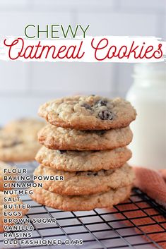 a stack of cookies sitting on top of a cooling rack