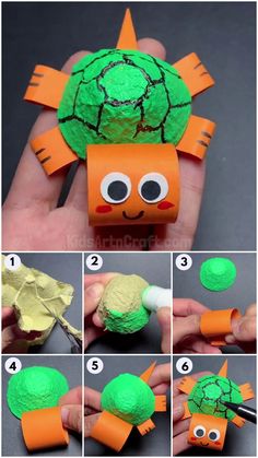 instructions to make an origami tortoise shell with googly eyes and hair