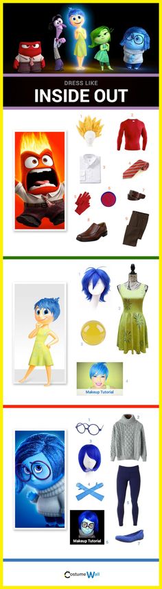 the inside out poster shows different types of clothing and accessories, including an image of cartoon characters