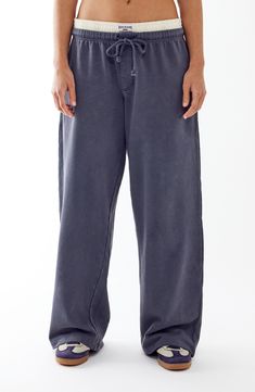 Be relaxation ready in these wide-leg sweatpants featuring a boxer-inspired trim at the waist and a comfy cotton-blend feel. 28 1/2" inseam; 23" leg opening; 11" front rise; 14 1/2" back rise (size Medium) Exclusive retailer Elastic/drawstring waist Side-seam pockets; back patch pocket 90% cotton, 10% polyester Machine wash, dry flat Imported Proclub Sweats, Comfy Clothes Aesthetic, Cool Sweatpants, Baggy Sweats, Y2k Sweatpants, Back To School Fits, Baggy Sweatpants, Comfy Sets, Wide Leg Sweatpants