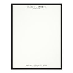 a white and black letterhead with the words amanda morrison on it's side