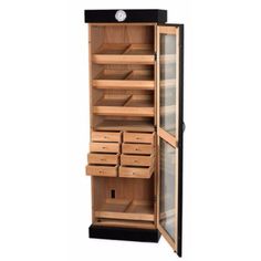 Tower Display Humidor Shelves & Drawers Black Oak HUM-2000BLK Custom Humidor, Humidor Cabinet, Tower Of Power, Home Environment, Cigars And Whiskey, Humidor, Hygrometer, Shelf Unit, The Tower