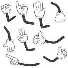 cartoon hands doing different gestures with fingers