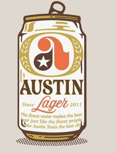 a beer can with the words austin lager on it