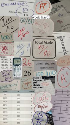 many different types of stickers and numbers on paper