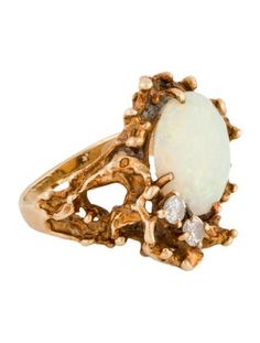 an opalite and diamond ring, by van cleef in yellow gold