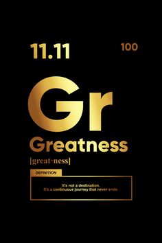 the gr greatness is displayed on a black background