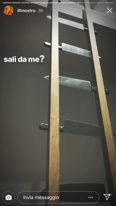 a ladder that has been made to look like it is going up the wall