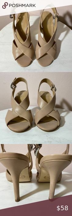 MICHAEL KORS Nude Criss Cross Slingback Sandal Heels Nude Style, Heels Slingback, Sandal Heels, Slingback Sandal, Michael Kors Shoes, Criss Cross