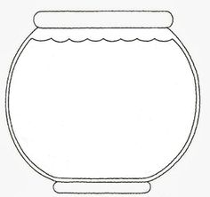 a drawing of a fish bowl with water in it and the bottom half drawn out