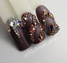 Asian Nail Art, Gem Nail Designs, Nail Stamping Designs, Bling Nail Art, Diamond Nail Art, Moon Nails