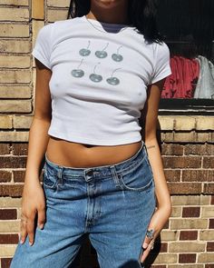 "find more designs on www.luckygirlus.com S I Z E  &  F I T ✸ Model is Wearing: Medium ✸ Height: 5'5\" ✸ Bust: 34\" ✸ Waist: 27\" BELLA + CANVAS 1010 WOMEN'S MICRO RIB BABY TEE ✸ 52% Airlume combed and ring-spun cotton, 48% polyester ✸ classic baby tee fit ✸ women's t-shirts ✸ made ethically in the U.S. ✸ designed and hand made by yours truly Coquette Baby Tees | Cherry Baby Tees | Espresso Martini Baby Tees | Cropped Graphic Tees | Martini Baby Tees | Cocktail Baby Tees | Streetwear Baby Tees" Fitted Graphic Print T-shirt For Spring, 90s Style Printed T-shirt For Spring, Fitted 90s Style Crop Top T-shirt, Fitted Basic T-shirt With Funny Print, Retro Fitted Printed T-shirt, Cute Fitted Printed Top, Y2k Printed Tops For Streetwear, Fitted Cotton T-shirt With Print, Y2k Printed Streetwear Tops