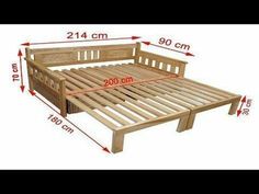 a wooden bed frame with measurements for it