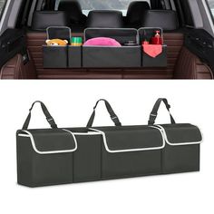 two car back seats with storage bags on the back and one in the rear seat