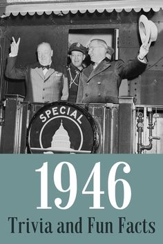 Harry S. Truman and Winston Churchill wave together from the back of a train in 1946. Born In 1943 Facts, Decade Trivia Questions, 50s Trivia, 1973 Trivia Game, Golden Age Of Radio, Music Trivia