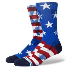 The Banner Men's Crew Red White and Blue Stance Socks, Mens Crew Socks, Still Standing, Lower Leg, Athletic Socks, Kids Socks, Cool Socks, Usa Flag, Mens Socks