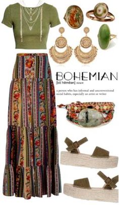 #boho #bohemian #hippie. Discover outfit ideas for everyday made with the shoplook outfit maker. How to wear ideas for gold boho earrings - and Gold Boho Layered Neckalce Witchy Outfits, Mode Hippie, Hairstyles Videos, Bohemian Style Clothing, Boho Outfit, Earthy Outfits