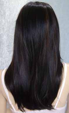 Black Hair With Brown Highlights Dark, Semi Highlights, Dimensional Brunette Dark Straight, Warm Chocolate Brown Hair Rich Brunette Dark Caramel Highlights Straight, Brown Highlights On Black Hair Straight, Black Hair With Dark Brown Highlights, Black Hair With Subtle Highlights, Black Hair Brown Highlights, Balayage For Black Hair