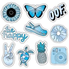 various stickers with the words be happy on them