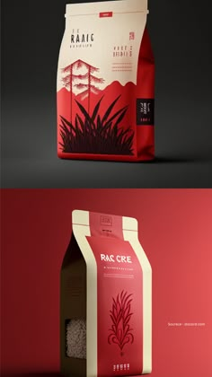 Attractive Rice packaging design Rice Packaging Design, Coffee Packaging Ideas, Chinese Packaging, Rice Packaging, Packaging And Label, Packaging Label Design, Branding Design Packaging, Drinks Design