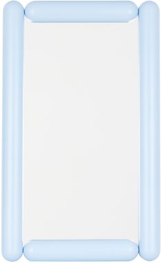 an inflatable frame is shown against a white background with blue trimmings