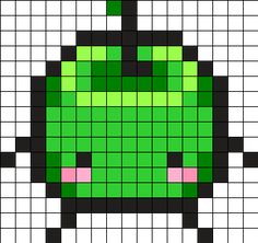 an image of a pixel style pattern with green and black squares on the bottom, which are