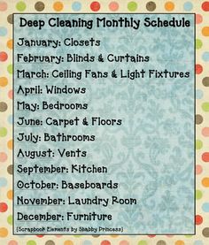 an image of a cleaning schedule for the month in which you can use it to clean your house