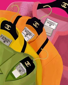 an illustration of clothes with tags on them