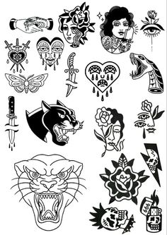 an assortment of temporary tattoos on a white background