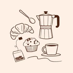 an illustration of coffee and pastry items