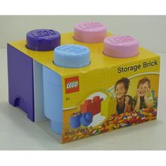 a lego storage brick with three different colors