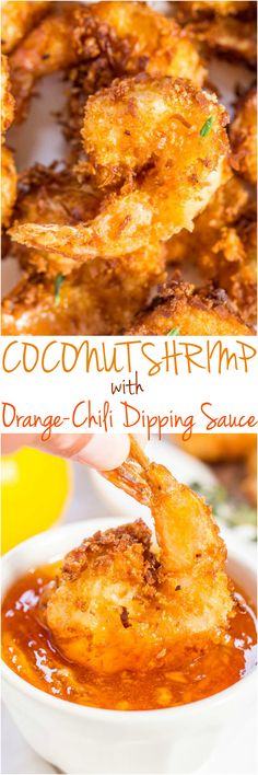 the cover of coconut shrimp and dipping sauce