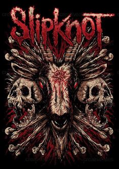 a black shirt with skulls on it and the word slipknot written in red