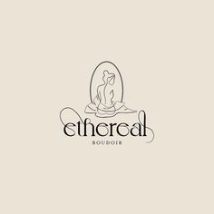 the logo for ethereal boutique, which is located in an oval shape with a woman sitting