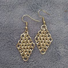 European Diamond #2 Handmade Chainmaille Earrings Metal Jewelry With Jump Ring For Crafting, Metal Jump Ring Jewelry For Diy, Medieval Earrings, Chain Mail Earrings, Chainmail Earrings, Chainmail Patterns, Chainmaille Earrings, Artisan Jewelry Earrings, Mail Ideas