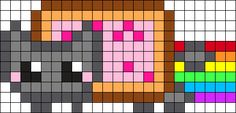 an image of a cat made out of pixeles and colored squares on a black background