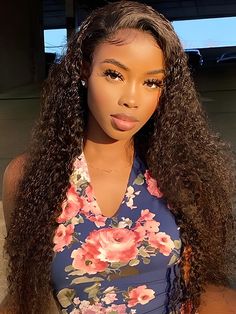 CurlyMe Natural Color Deep Wave Real Hair 4x4 Swiss HD Lace Closure Wigs Pre Plucked Deep Wave Brazilian Hair, Deep Wave Hair, Ombre Blond, Closure Wigs, Long Curly Wig, Beautiful Curly Hair, Deep Wave Hairstyles, Deep Curly, Colored Wigs