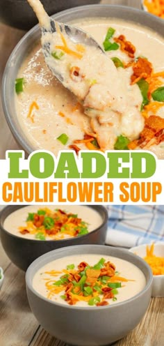 this loaded cauliflower soup is the perfect way to use up leftover crocking